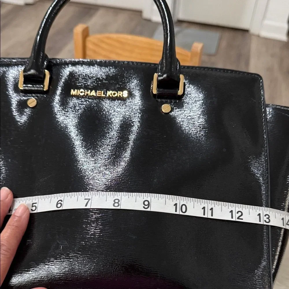 Michael Kors Shiny Black Satchel - Picture 5 of 12